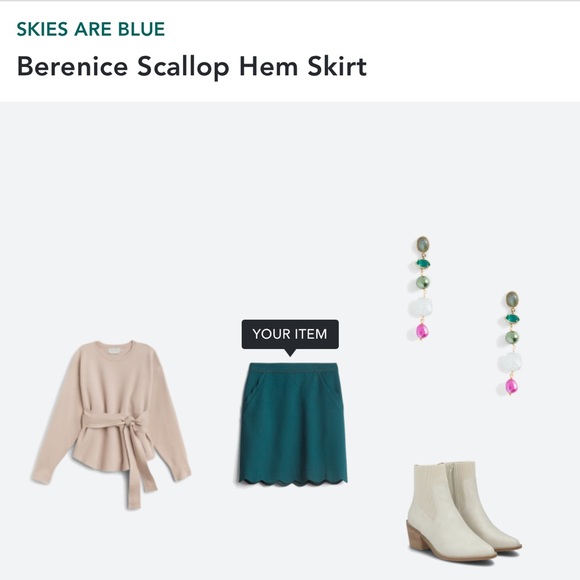 Skies Are Blue (Stitch Fix) Berenice Scallop Hem Skirt in Teal - Picture 8 of 9